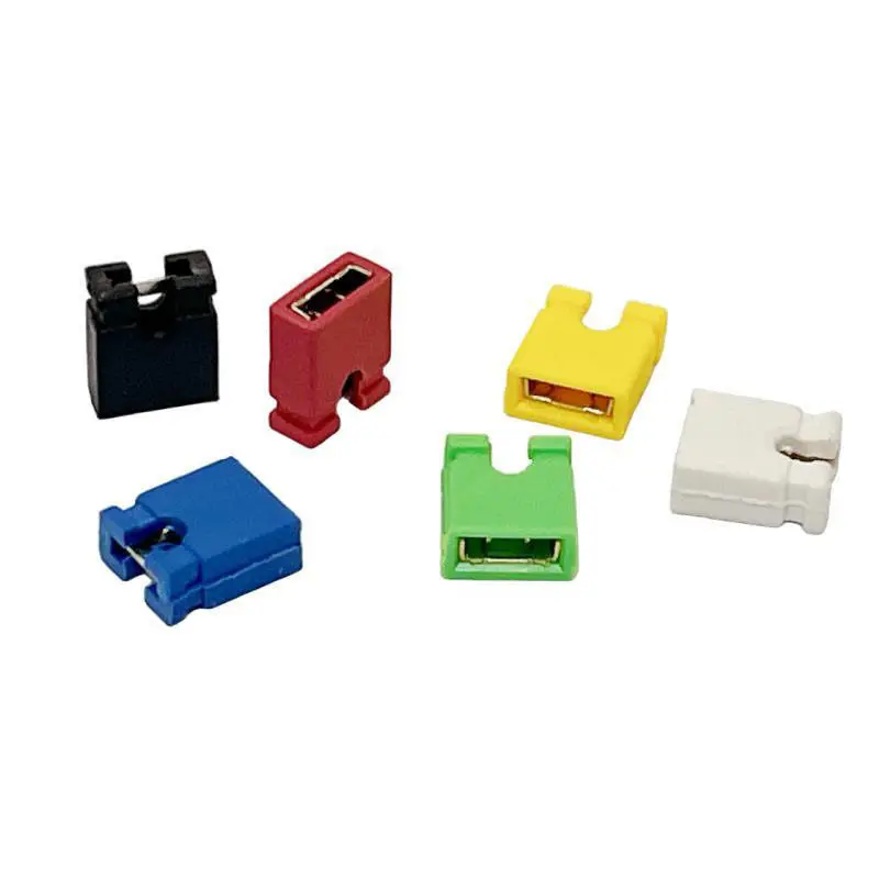 100PCS Short Circuit Cap Jumper Cap Set - Open/Closed Pin Connections in Black/Red/Yellow/Blue/Green/White - 2.54mm/0.9mm