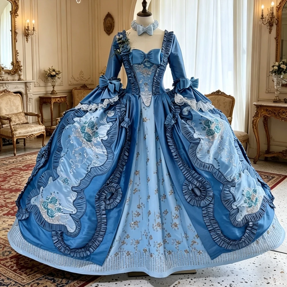 Rokoko-Barock-Prinzessinnenkleid aus dem 18. Jahrhundert, Königin Marie-Antoinette Französisches Ballkleid, Historische Nachbildung Robe à la Française