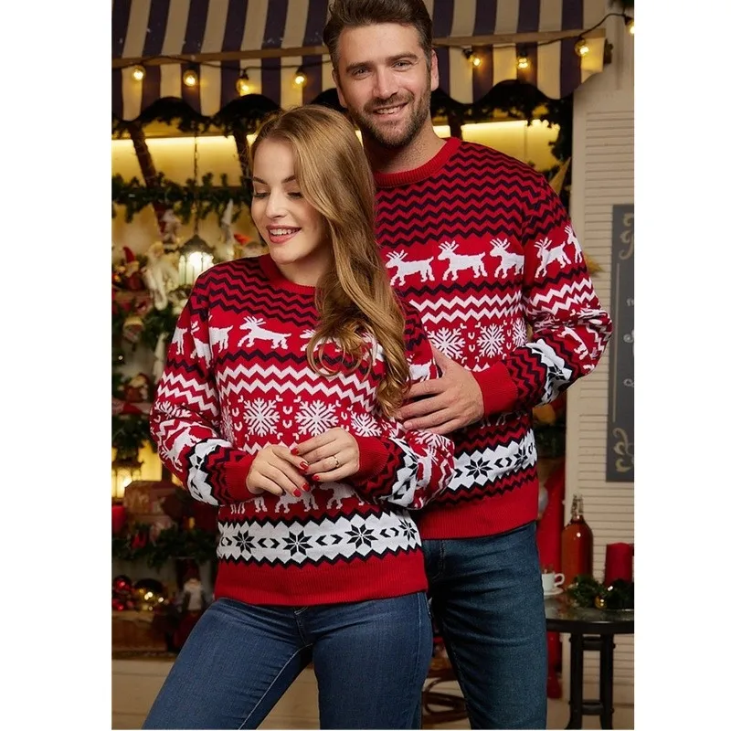 

Christmas Knitwears Sweater Men Women Autumn Winter New O Neck Long Sleeve Printed Fashion Casual Knitted Pullovers Feminina Top