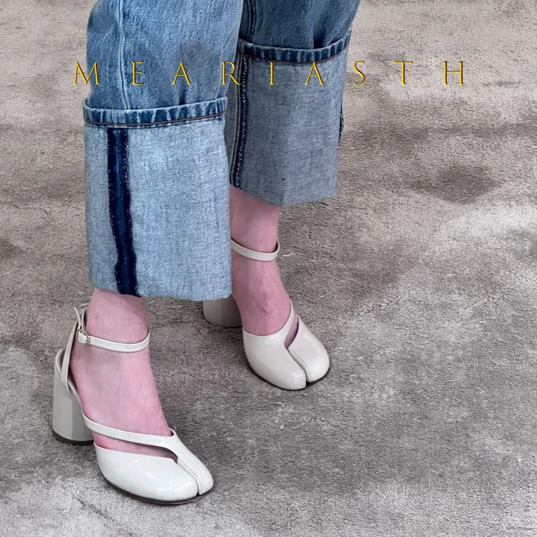 جديد 2025 صنادل نسائية ملفوفة عند الأصابع باللون الأسود بمقدمة مقسمة وكعب سميك وحزام خلفي مقاس كبير أحذية نسائية غير رسمية مقاس كبير أحذية تابي #5