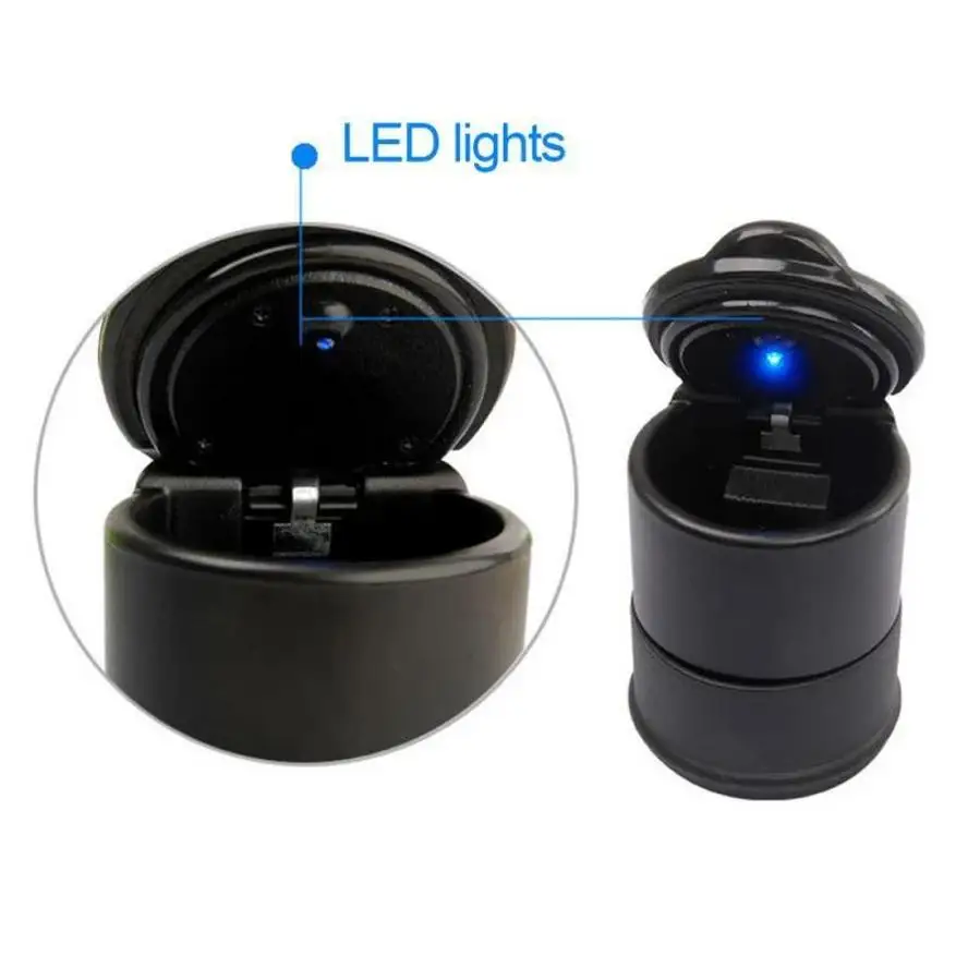 1 Pcs Car Ashtray With LED Light Cigarette Cigar Ash Tray Container Smoke Ash Cylinder Smoke Cup Holder Decor Auto Accessories