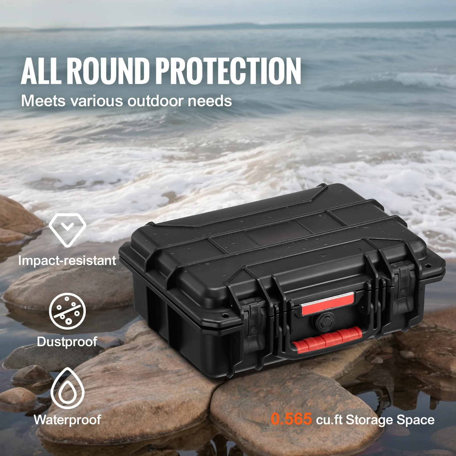 SucceBuy Weatherproof Hard Case Heavy Duty Protective Case with Pre-cut Foam and Handles for Travel Hunting Military Cameras