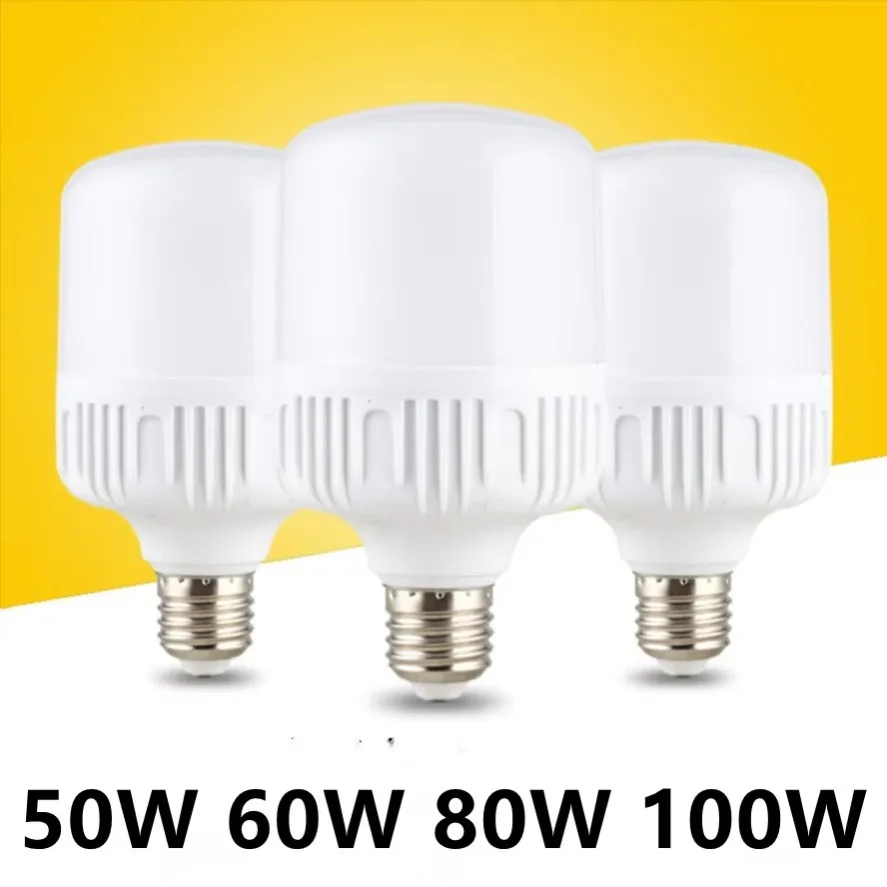 High Brightness 220V LED Screw Mouth Light Non Flickering High PowerLight Bulb White Light Eye Protection E27 Room Decoration