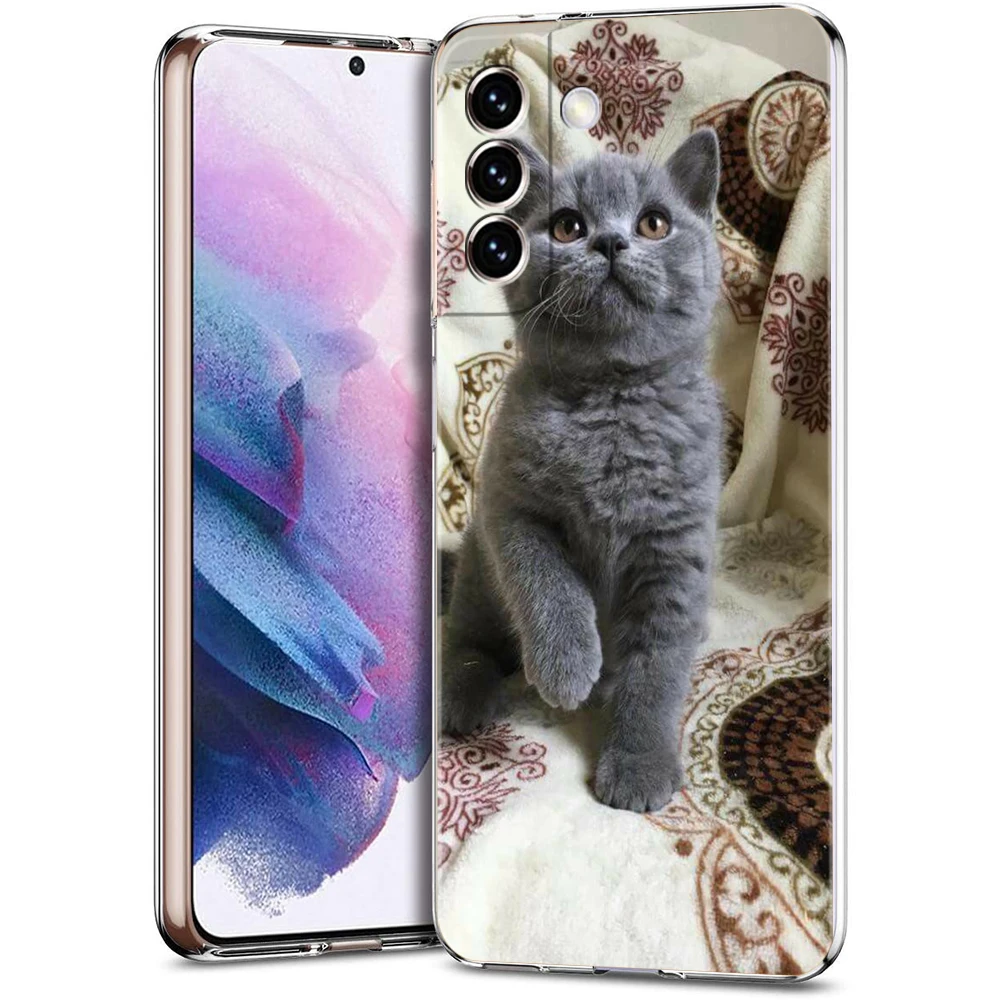Cartoon Fun Cat Pet Dog Phone Case For Samsung Galaxy S24 Ultra S23 FE S22 S20 S21 5G S10 S9 Plus S10E S8 Silicone Clear Cover