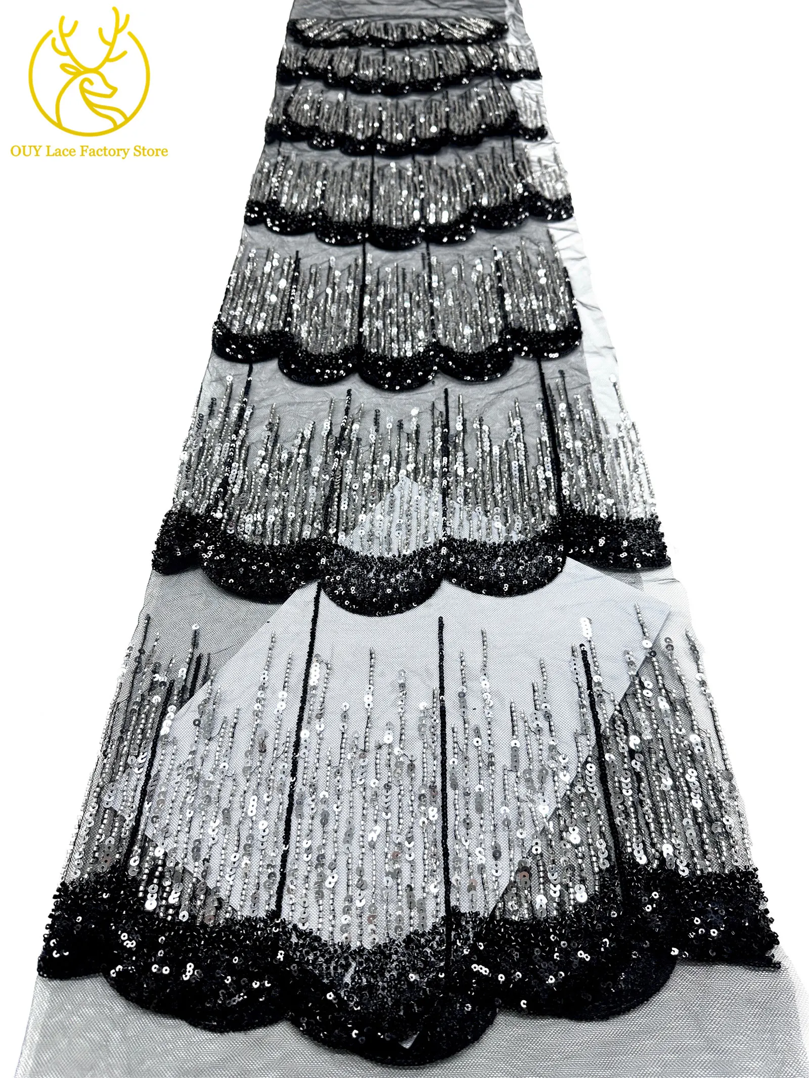 2026 Neues Design Elegante Modische Afrikanische Pailletten-Perlen-Spitzenstoffe Nigerianische Französische Tüll-Stickerei-Spitze für Braut- und Hochzeitskleidung – Detail 25