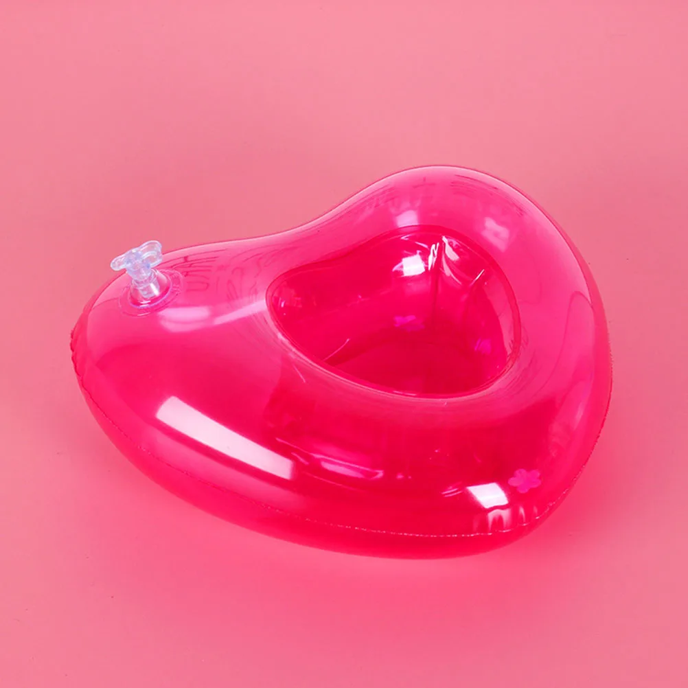 4 個ウォーターカップホルダーインフレータブル PVC ビールマットスイムプールフロートビーチピンクハートデザイン軽量ドリンク安定性