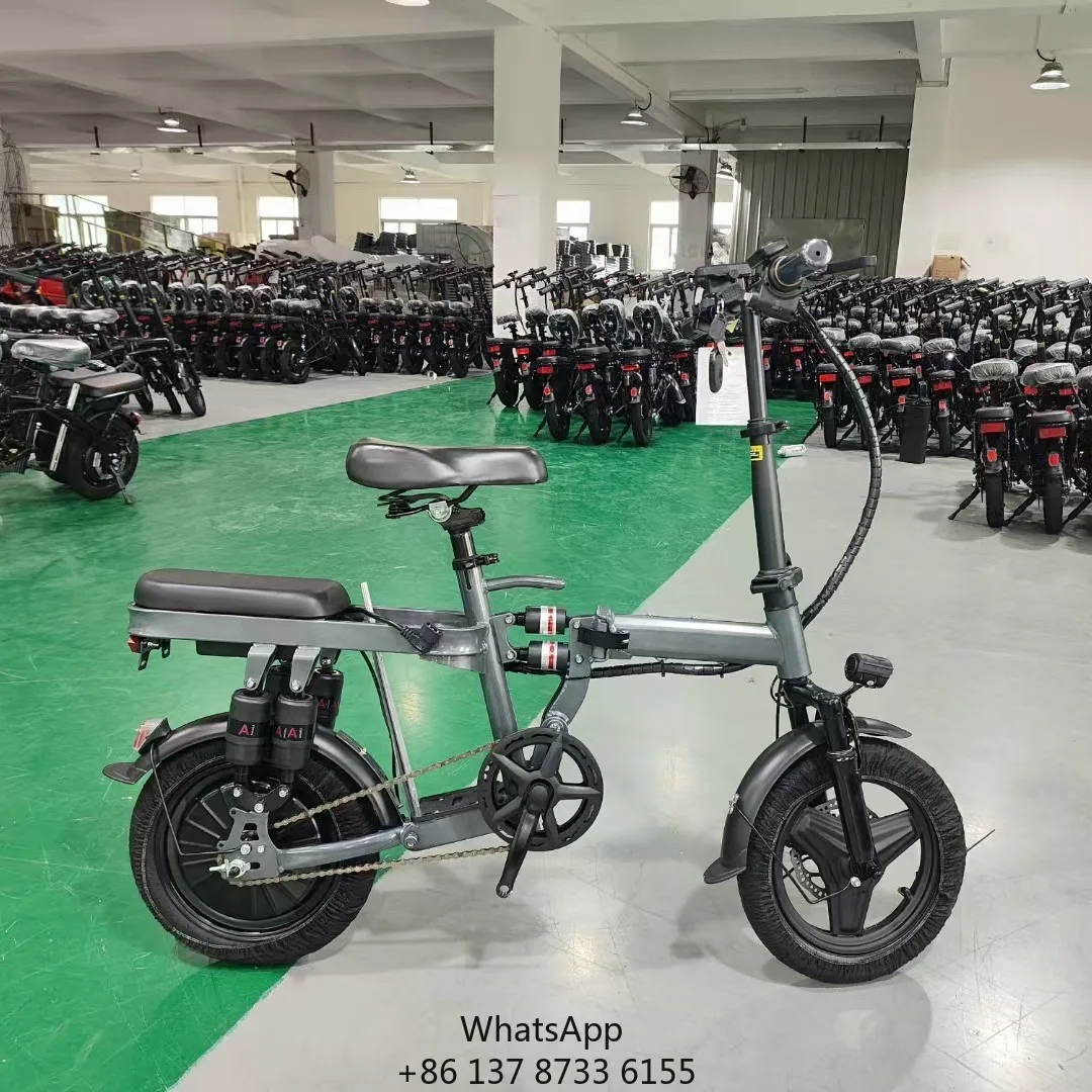 

14 Inch Ultra-Light Folding High Carbon Steel Middle Shock Electric Bicycle 48V15A Lithium Battery Portable Small For Wholesale