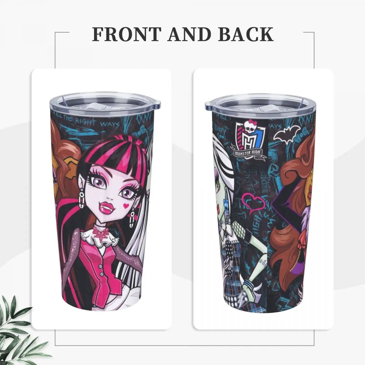 Draculaura Monster High 20 Oz Tumbler Vampire Vacuum Insulated Thermal Cup with Lid and Straw Stainless Steel Double Wall Mugs