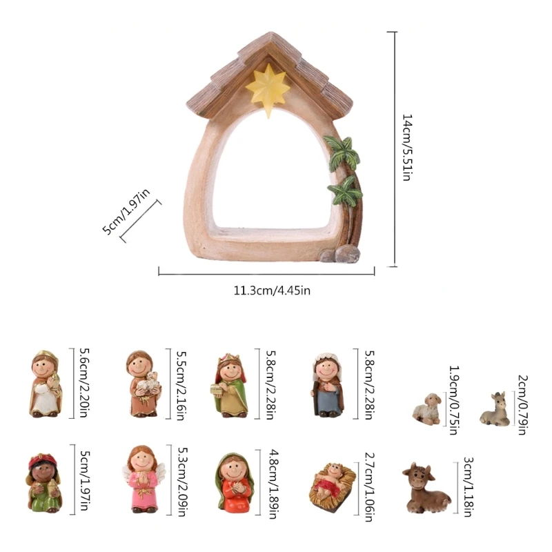 คริสต์มาส Crib ตุ๊กตา Miniatures เครื่องประดับโบสถ์ของขวัญตกแต่งบ้าน