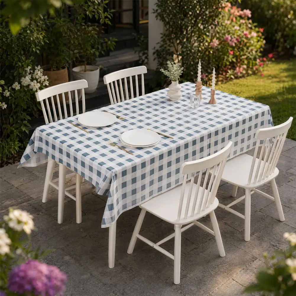 Rectangular Tablecloth Waterproof Tablecloth Waterproof Rectangle Tablecloth Heavy Duty Checkered Table Cover Oil-proof Wipeable