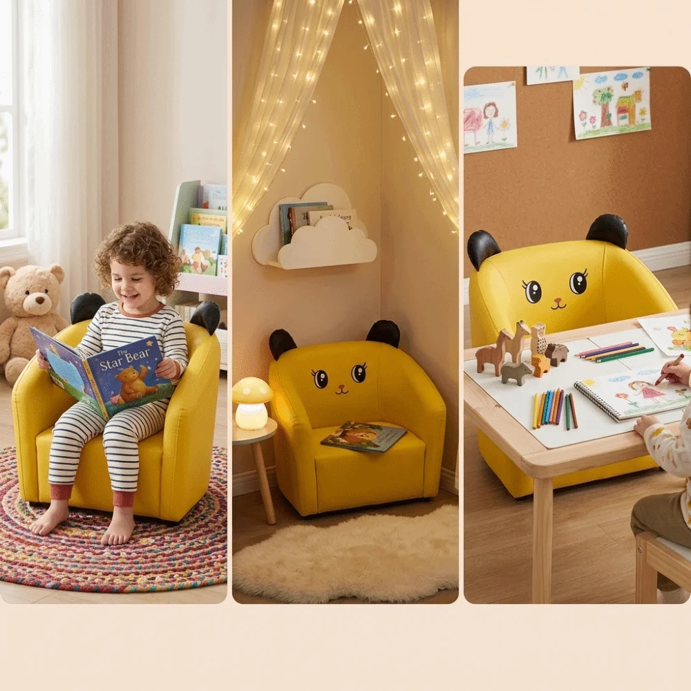 Compact Size Sofa Chair -Friendly Size Cartoon Design Children Seating Furniture Lightweight Structure Small Couch Seat image 4