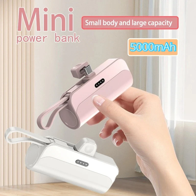 New Mini Power Bank 5000mAh Compact Portable Charger Pocket 