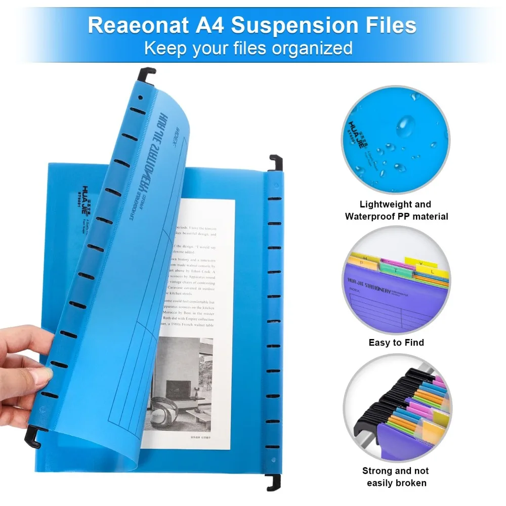 A4 Quick Labor Folder PVC Suspended Type A4 Suspension Files with Hook Color Random Hanging File Folders Home Organization image 5