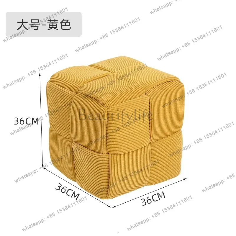 Shoe Changing Living Room Sofa Stools Childrens Low Bench Woven Small Chair Fabric Square Stool Footrest
