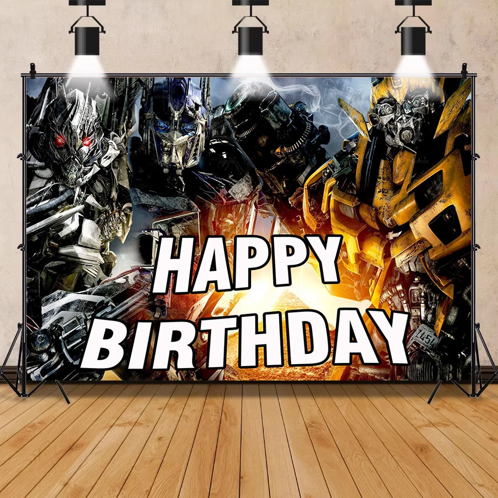 Transformers Kids Birthday Party Backdrop Banner Photo Booth Background Decor Vinyl Polyester Fabric Cartoon Anime Theme Props - Image 2