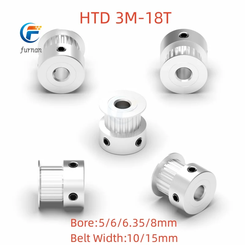 K type 18 teeth 3M Timing Pulley Bore 5mm 6mm 6.35mm 8mm  for 10mm 15mm Width   belt used in linear  pulley  Polia HTD 3M