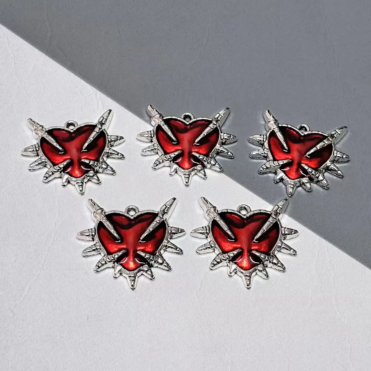 Halloween Gothic Thorns Wire Cross Heart Alloy Drip Pendant DIY Handmade Jewelry Accessories