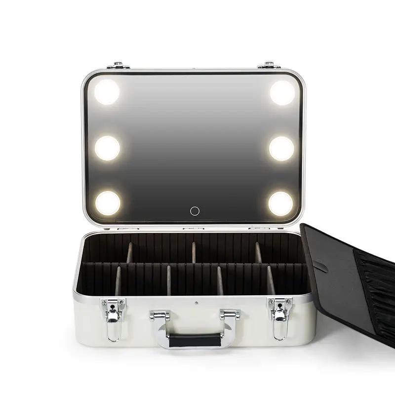 

Профессиональный чемодан для девочек-макияжа, дорожный футляр для макияжа со светодиодным зеркалом, коробка для инструментов для макияжа