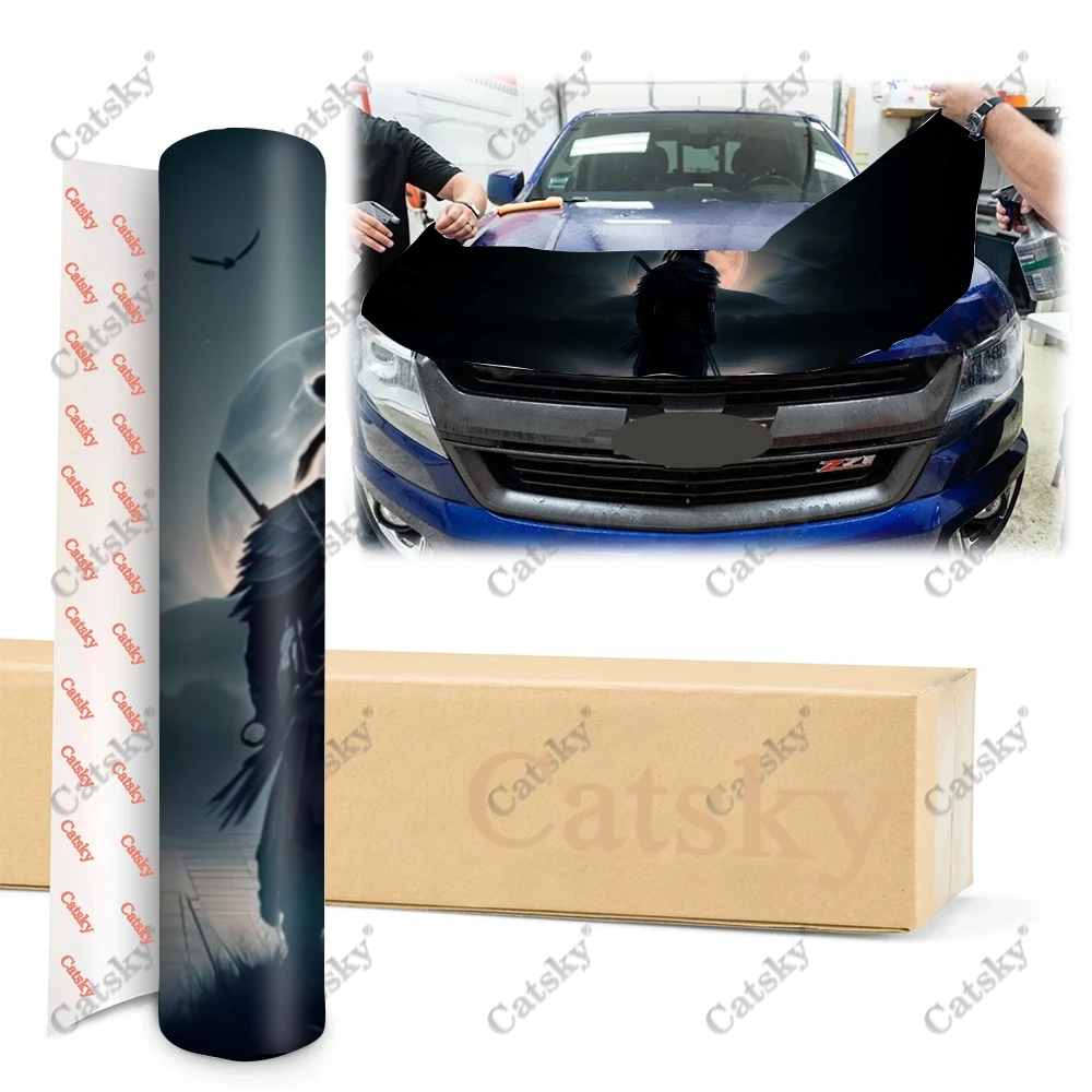 Decalcomanie per cofano auto Samurai giapponese adesivi per vernice autoadesivi Car SUV Wraps Truck Graphics Car Hood decalcomanie in vinile