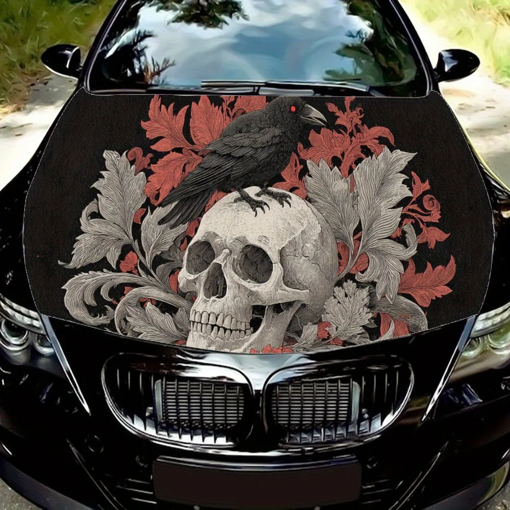 

Retro skull and crow print,car hood stickers,PVC waterproof Self adhesive car hood sticker,car hood decoration protection sticke