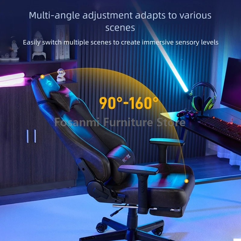 Chaise de jeu ergonomique en cuir avec accoudoirs réglables, inclinable, à dossier haut, pour bureau, maison, ordinateur de Gamer, chaises pivotantes