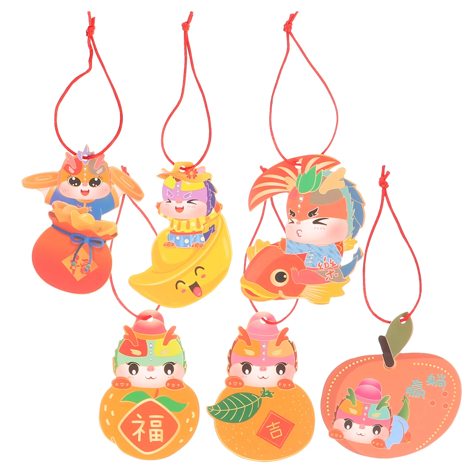 

6Pcs Dragon Pendant Paper Decorations Spring Festival Hanging Ornaments New Year Bonsai Wall Window Decor 2024 Lunar New Year