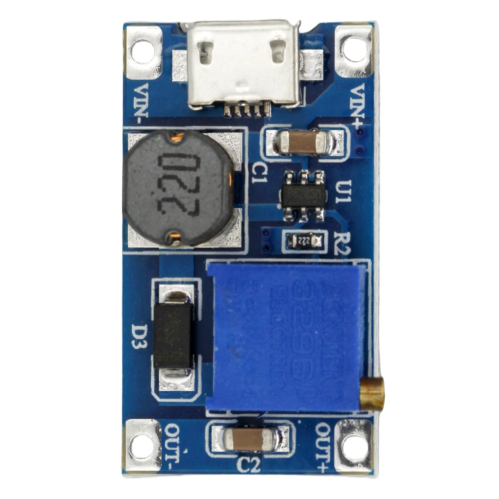 MT3608 DC-DC Adjustable Boost Module 2A Boost Plate Step Up Module With MICRO USB 2V-24V to 5V 9V 12V 28V