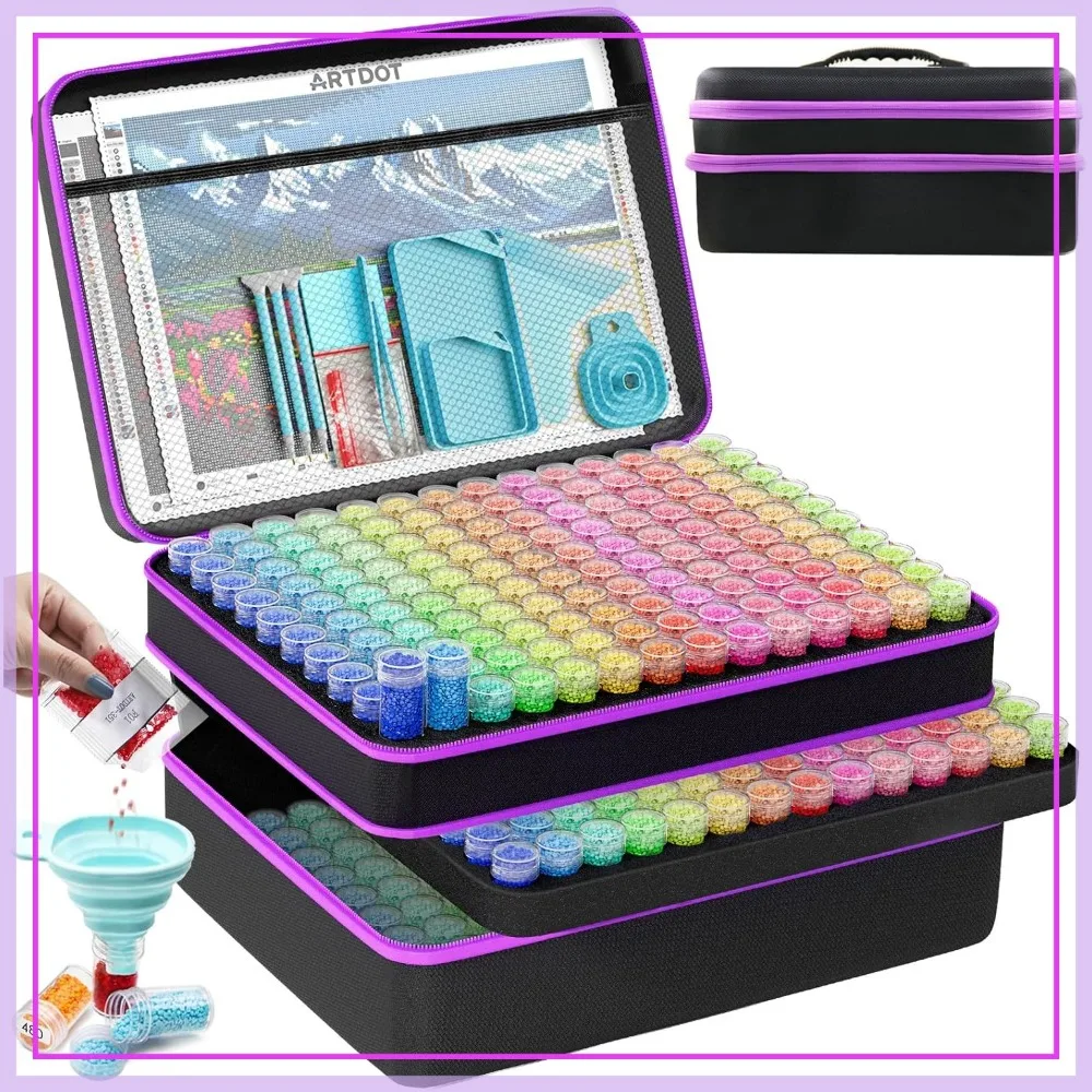 

420 Slots Diamond Art Storage Container, Portable Bead Organizer for Painting Accessories and Tools