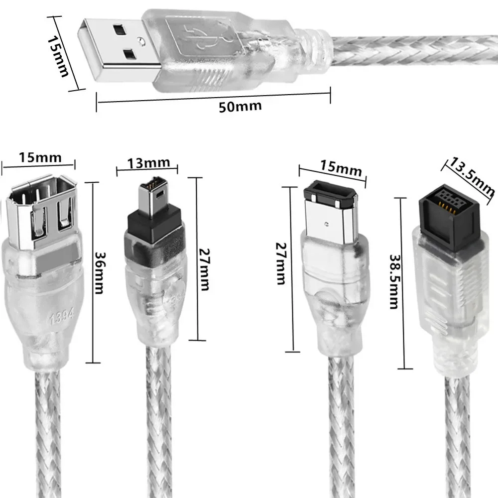 Standard IEEE1394 Firewire 800 to 400 Firewire 9-to-4 Data Cable 1394 Cable 1.8m