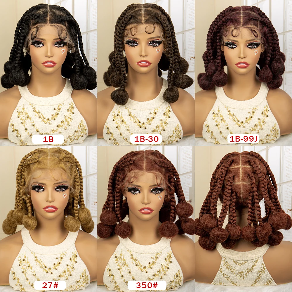 12 Inches Bantu Braided Wigs for Women Synthetic Full Lace Knotless Box Braiding Wig with Baby Hair African Twist Braids Wig