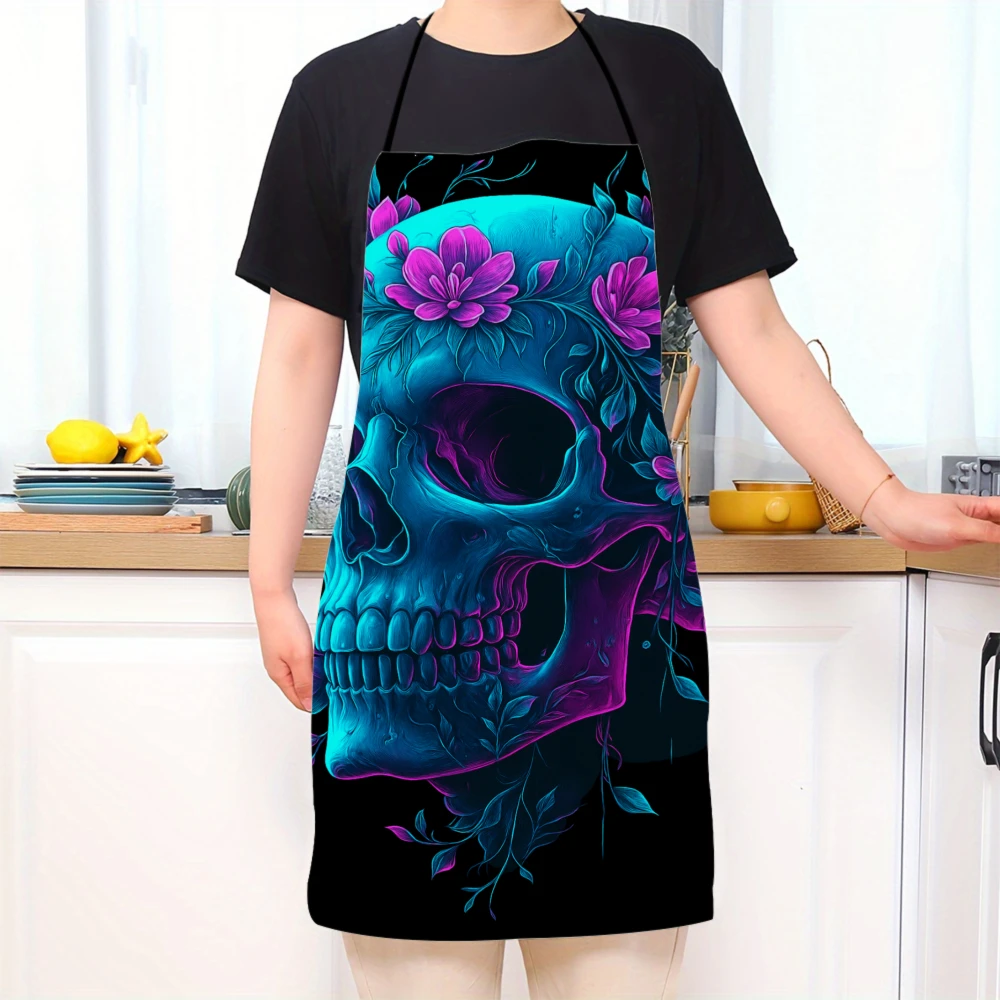 Skull Pattern Kitchen Household Cooking Apron Men Women Oil-Proof Waterproof Adult Waist Fashion Coffee Overalls Apron 7.23