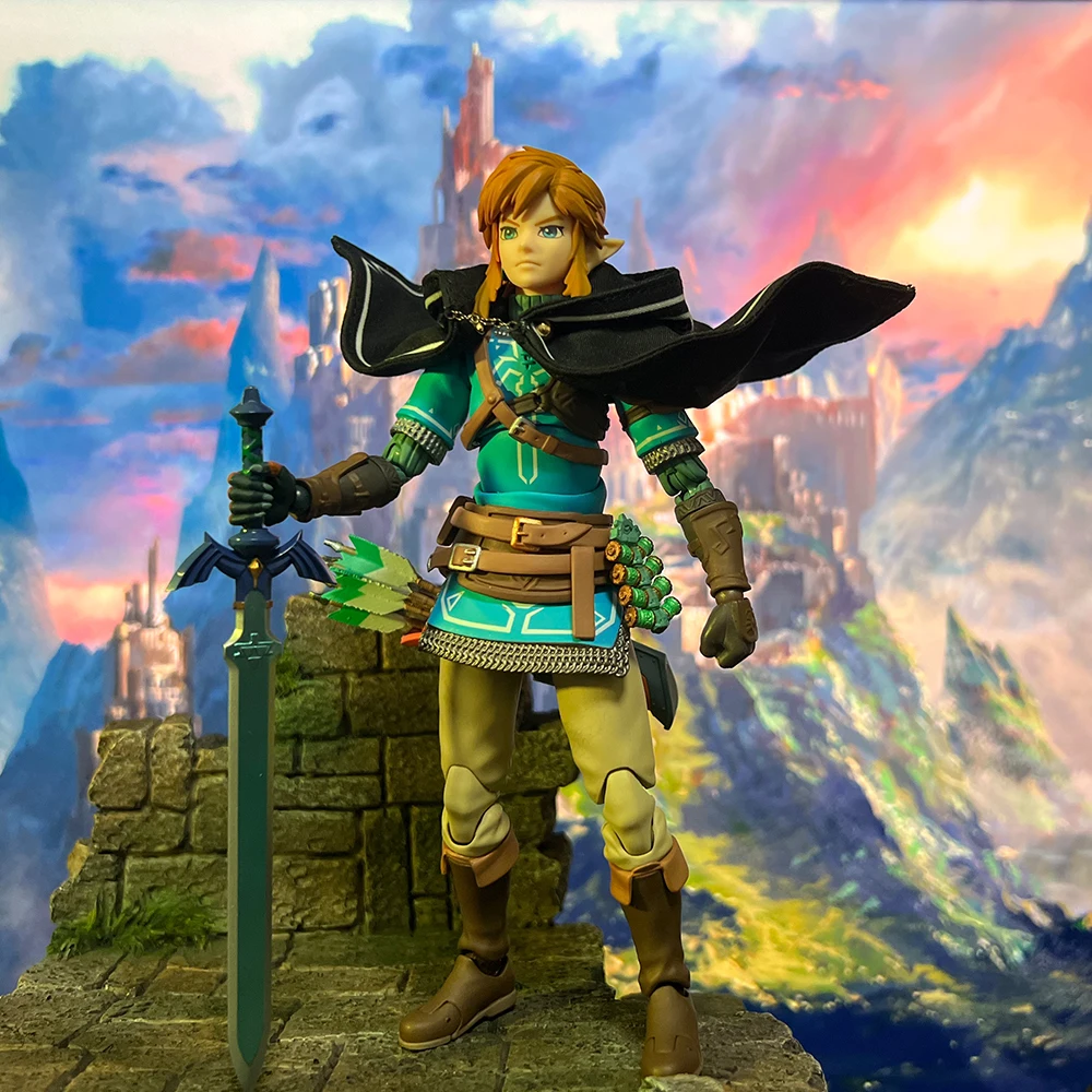 A lenda de zelda figma anime feito à mão link sob medida lágrimas do reino manto construído em fio de ferro é adequado para brinquedos 1/12