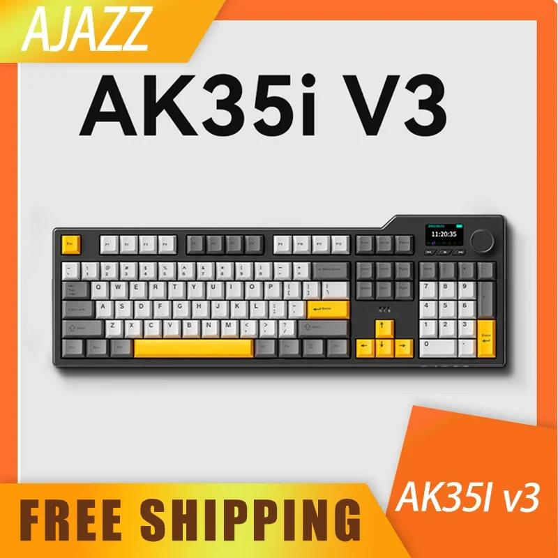 Ajazz Ak35i V3 Mechanical Keyboard Tft 2.4g Wireless Three-Mode Custom TFT Screen Gaming Keyboard For Office Computer Gifts