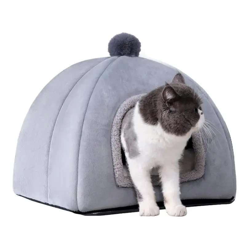 Indoor Dog House Enclosed Dog Cat House Kennel Soft Microfiber Bed Cat Cave House For Kitten And Small Dog Pet