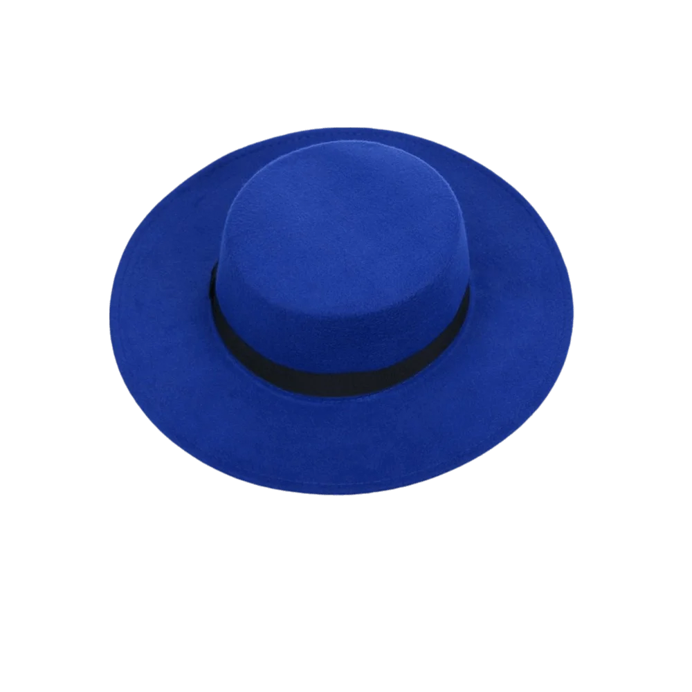 

Trendy Solid Color Men's Felt Hat Elegant Classic Woolen Flat Top Hat British Style Big Brim Women Jazz Hat Church Events