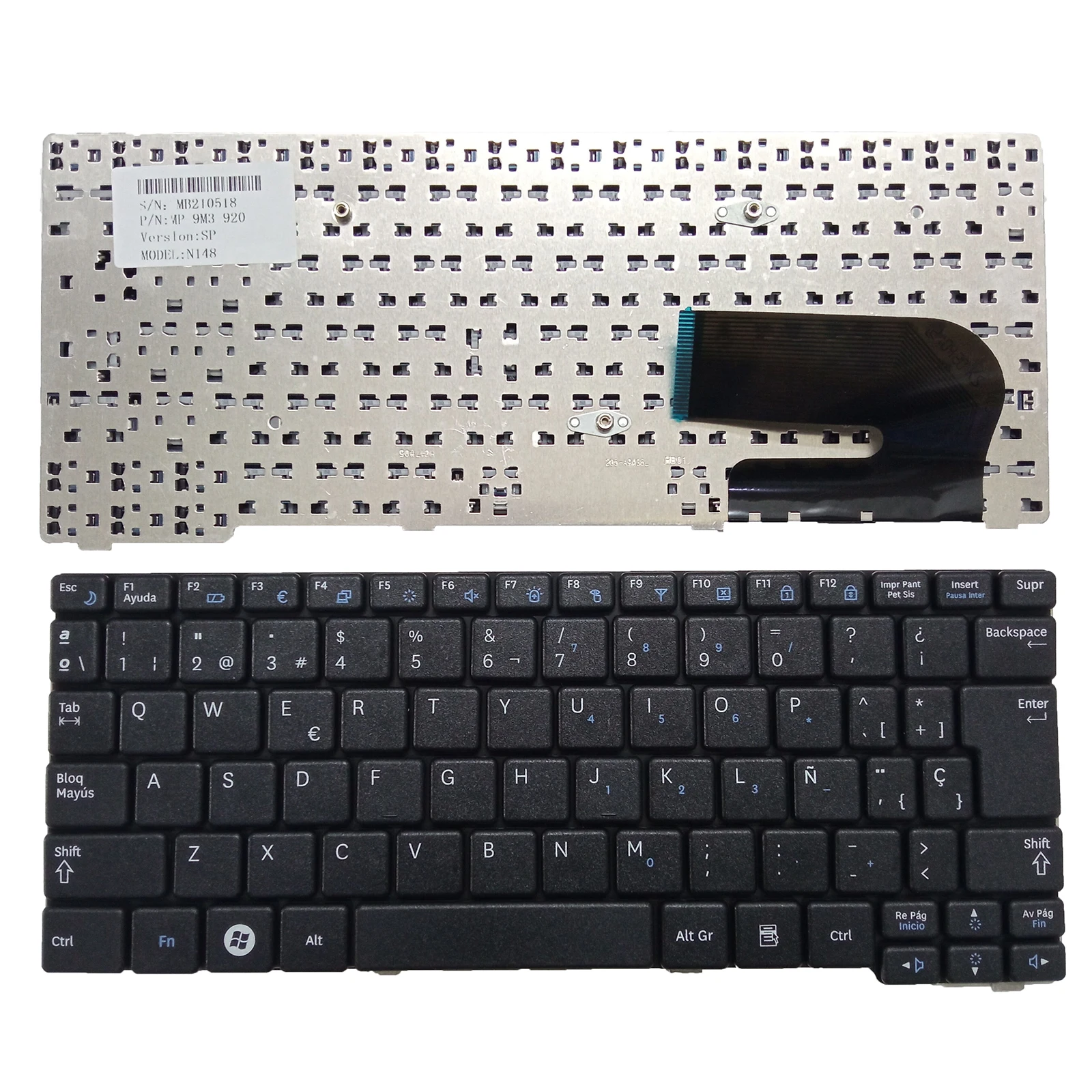 Teclado portátil SP para Samsung, N143, N148, N150, N158, NP158, N145, N128, NB20, NB30