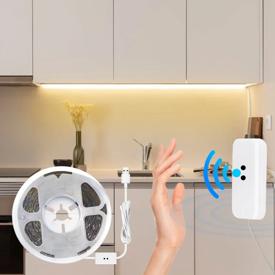 1M/2M/3M/5M/10M DC 5V USB LED Light Strip Hand Sweep Waving ON OFF Sensor Diode Tape Backlight TV Kitchen Under Cabinet Lamp Led
