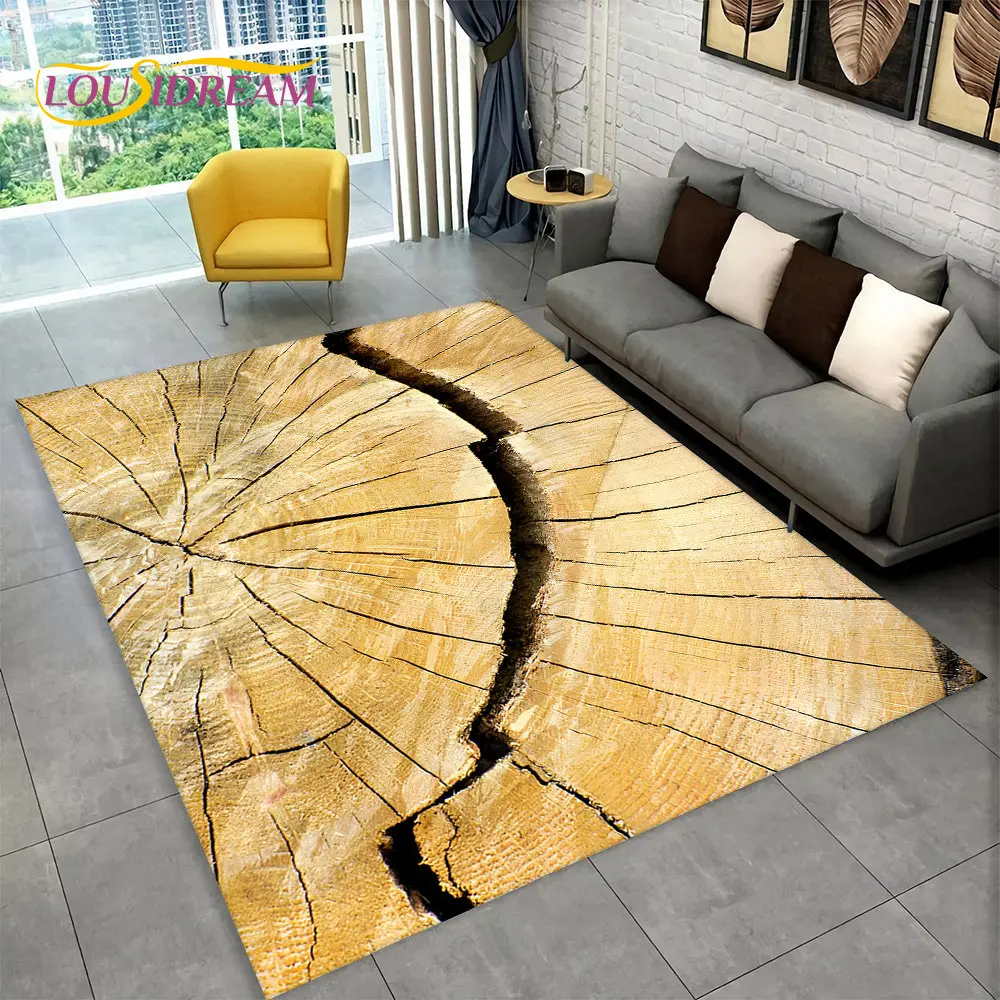 Alfombra de área Retro de grano de madera 3D grande, alfombra para el hogar, sala de estar, dormitorio de niños, decoración de sofá, Alfombra de