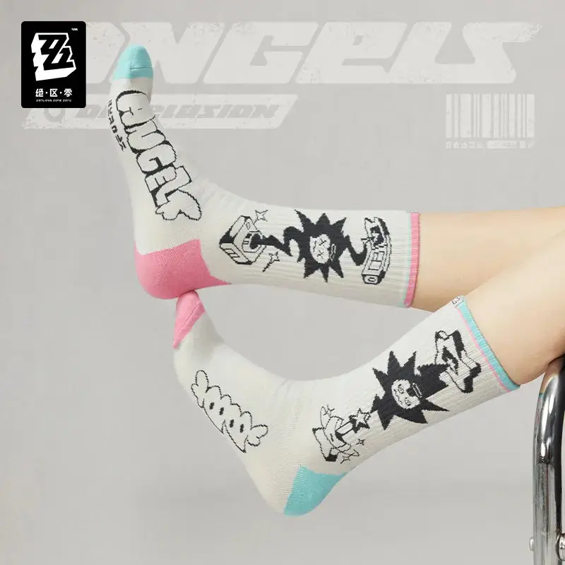 [Genuine] miHoYo Game Zenless Zone Zero STUDIO Angels of Delusion Printed Embroidered Socks Anime Stockings Cosplay Xmas Gifts