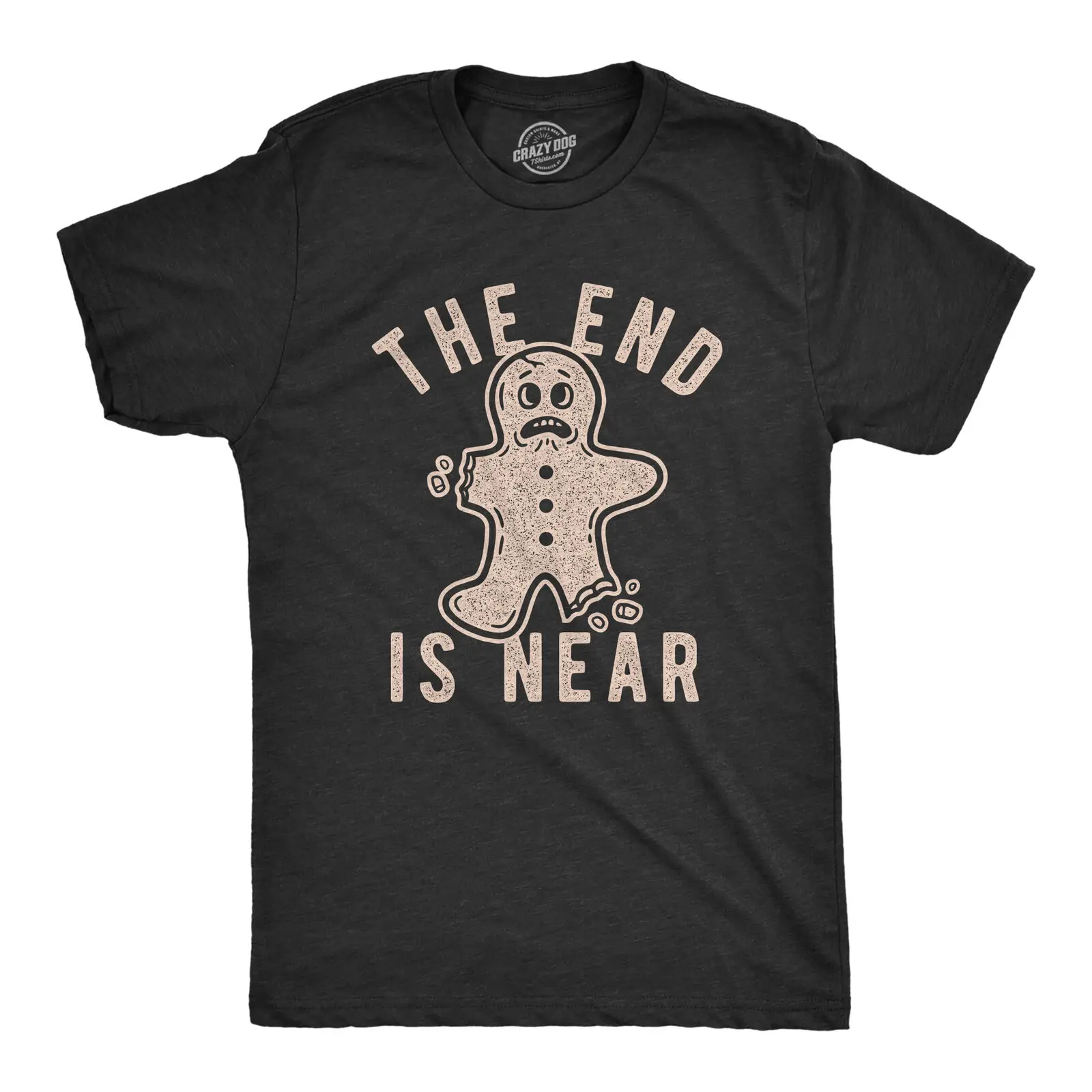 

Mens The End Is Near Tshirt Funny Christmas Gingerbread Cookie Graphic Tee