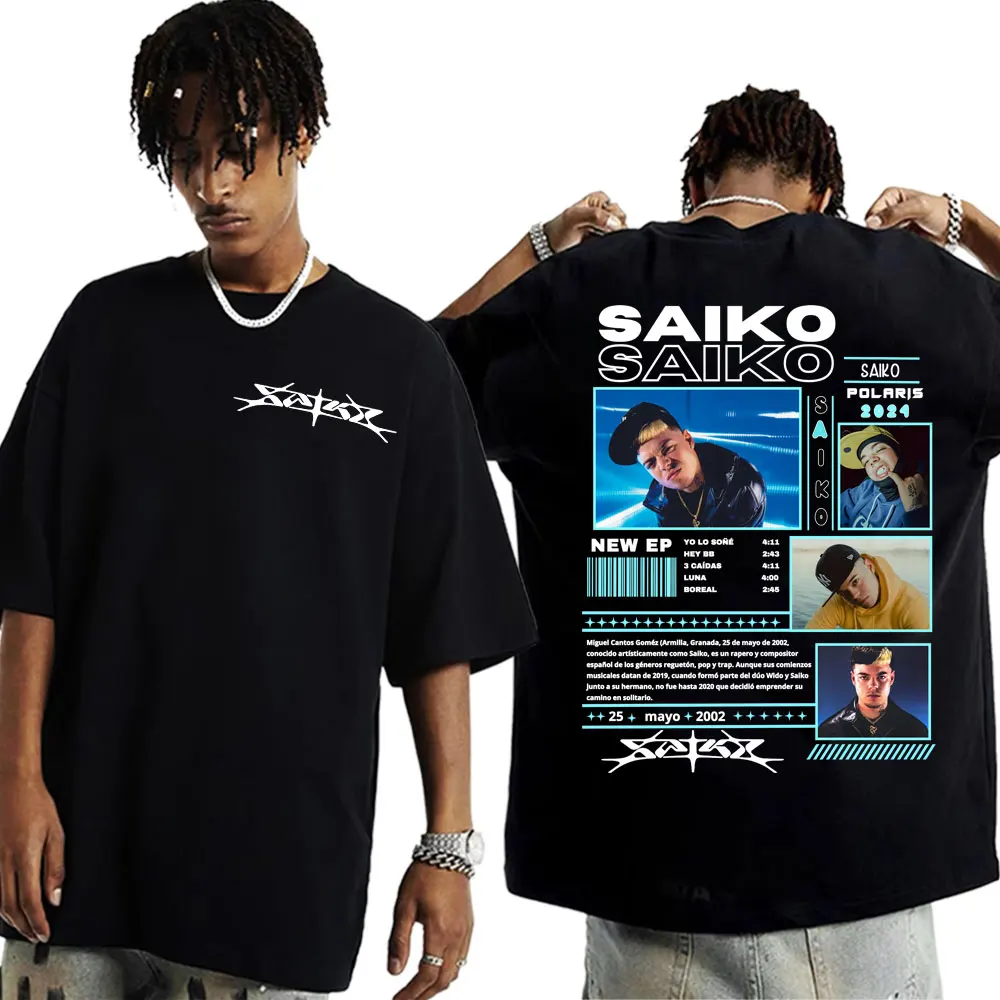 Rapper SAIKO POL ARIS 2025 Tour Merch T-shirts for Men Women Vintage Hip Hop Pop Music T Shirts Fashion Oversized Cotton T-shirt