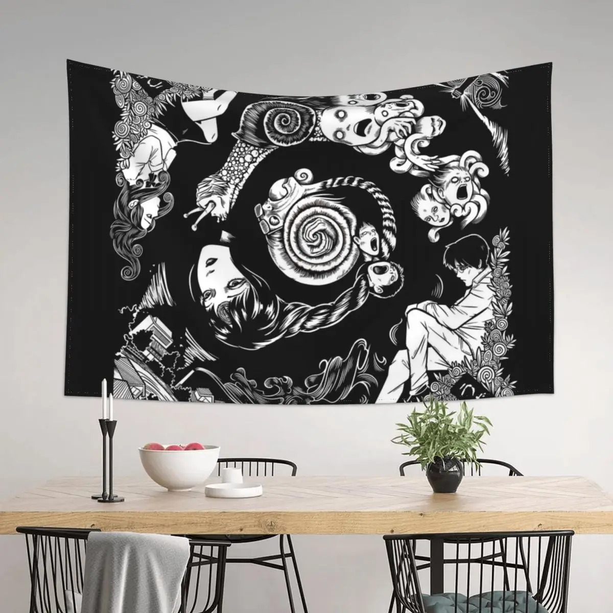 

Spiral Into Horror - Uzumaki Tapestry Room Design Wall Decor Carpet Wall Tapestry