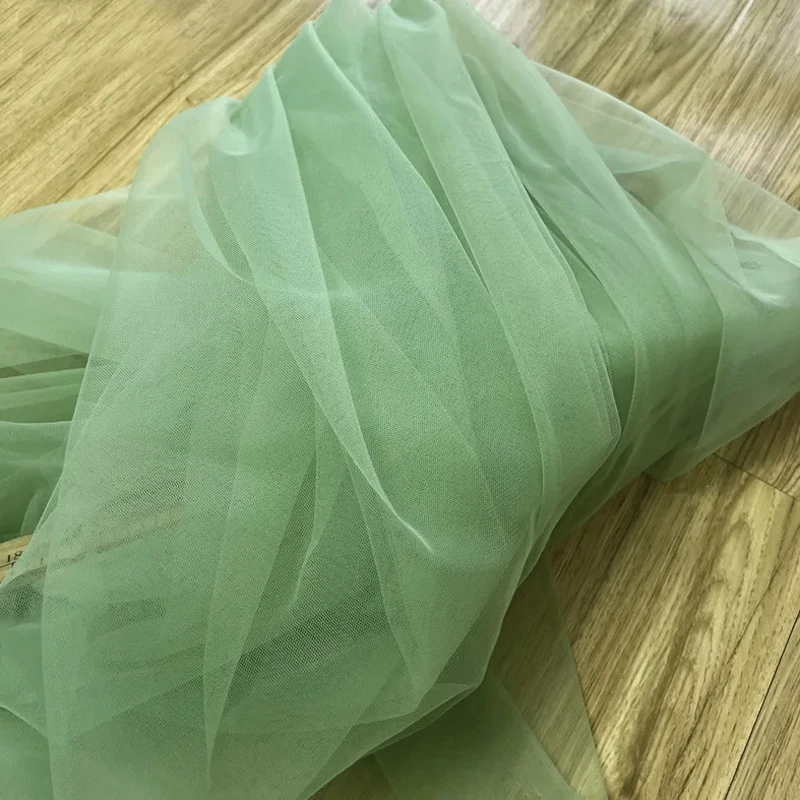 Avocado Sage Green Soft Tulle Fabrics Decoration Curtain Clothing Mesh Gauze Layout Chair Back Yarn Encryption Wedding DIY