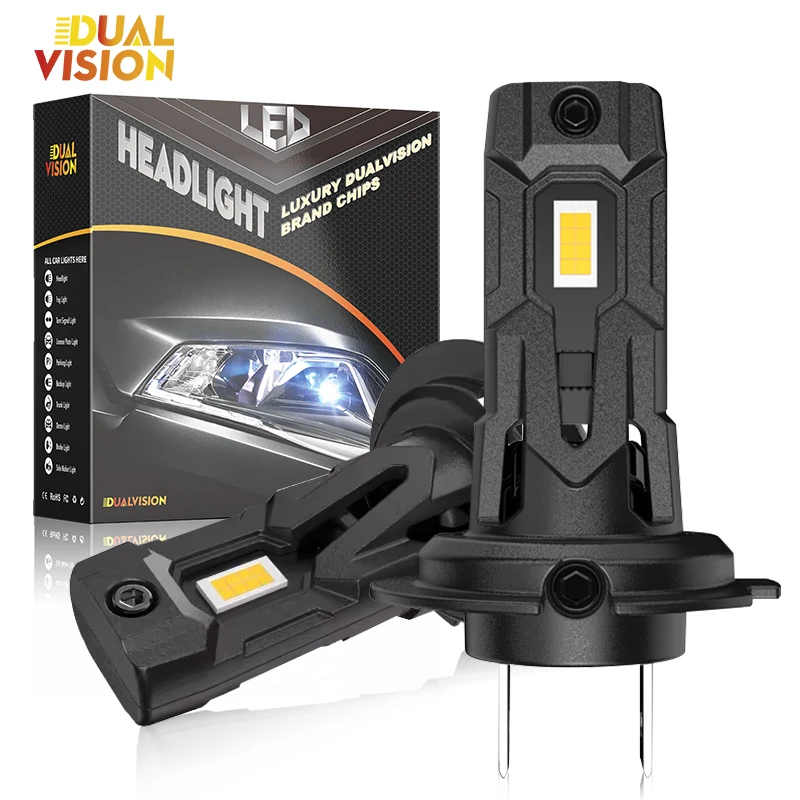 

Dualvision H7 LED Headlight 1:1 Mini Bulbs 120W 30000LM H7 LED Turbo Light Super Bright 7535 CSP Wireless Auto Headlamp With Fan