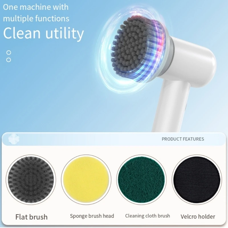 전기 스핀 스크러버 청소 브러시 ​​다기능 가정용 브러시 주방 그릇용 경량 스핀 스크러버 드롭 배송