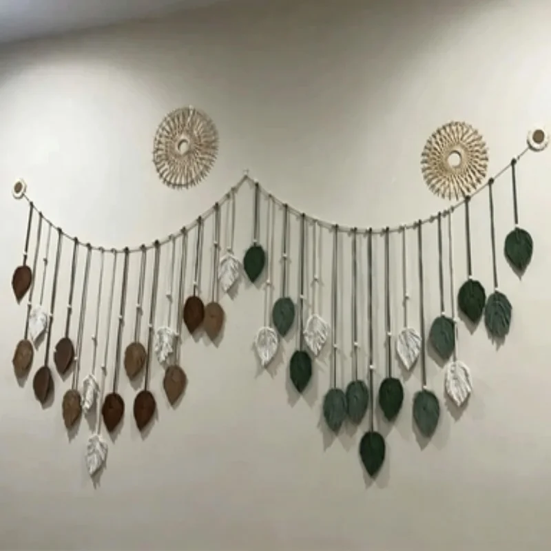 Hand-Woven Leaf Tapestry, Nordic Style Home Decor Wall Hanging for Room Wall DecorationArtistic styleliteraryLiterary style view 3