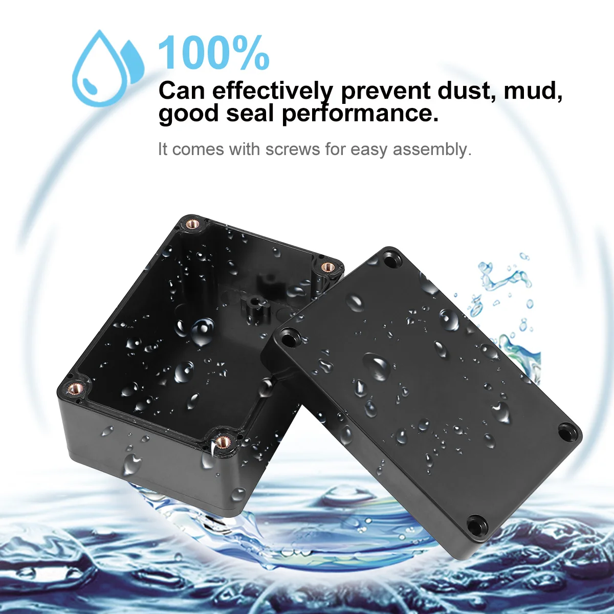 2Pcs Plastic Waterproof Junction Box Durable Sealed Electronic Project Enclosure Outdoor Electric Box 100x68x50