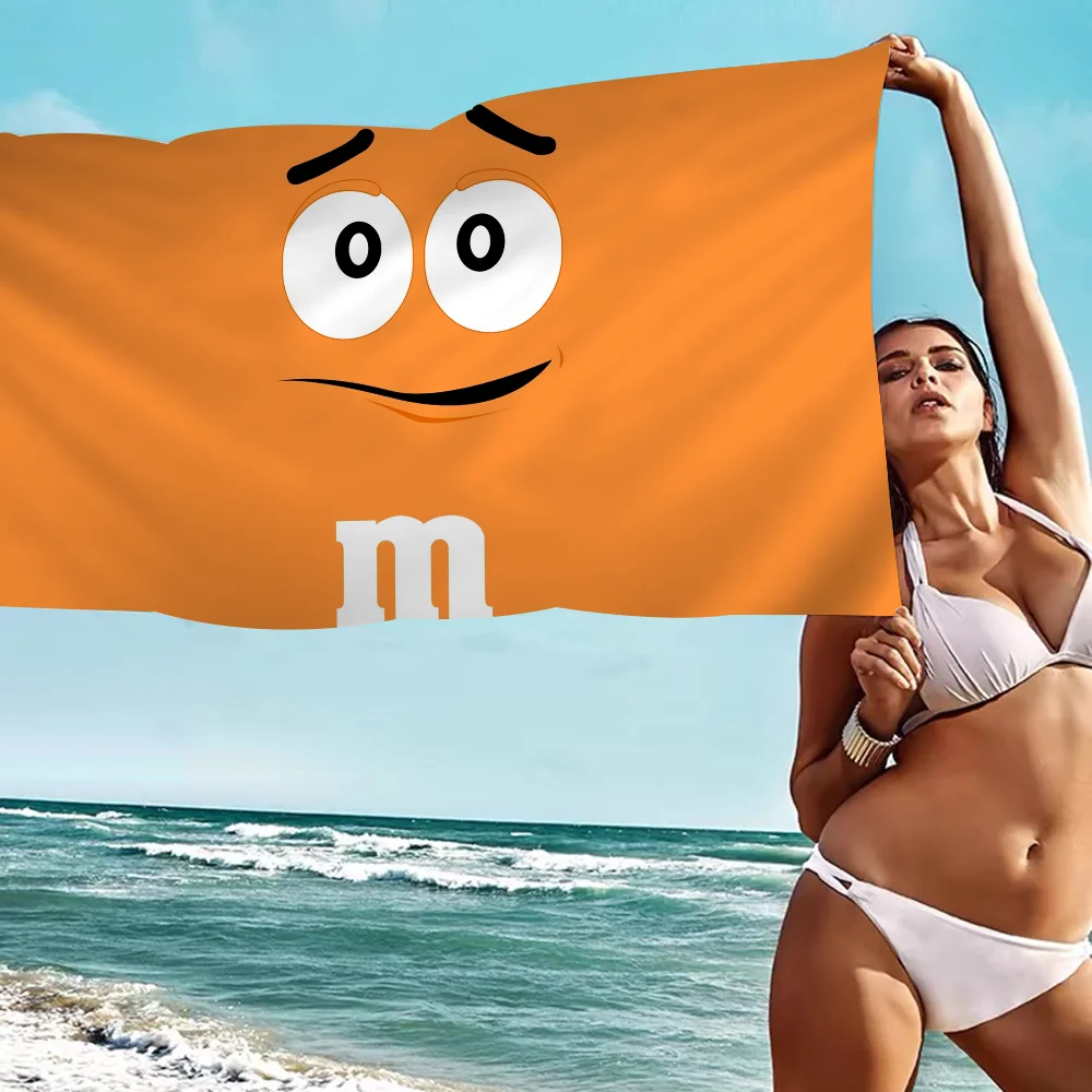 M & M Candy Snacks Toalla de baño de microfibra suave absorbente de agua transpirable para niñas niños toalla de playa decorativa de dibujos animados