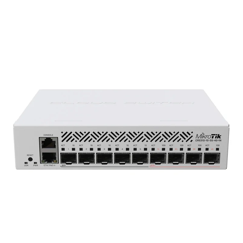 MikroTik CRS310-1G-5S-4S+IN Switch With Five 1G SFP Ports, Four 10G SFP+ Ports, Offloaded VLAN Filtering, Layer 3 Routing