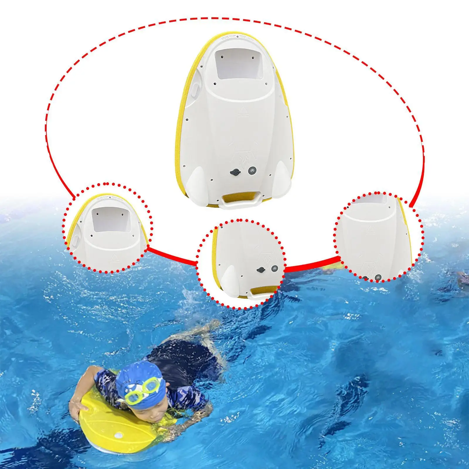 لوح سباحة كهربائي 300 واط لوح ركلة للتدريب على السباحة لمعدات تمارين حمام السباحة والأنشطة المائية الخارجية ومحول الاتحاد الأوروبي للحفلات